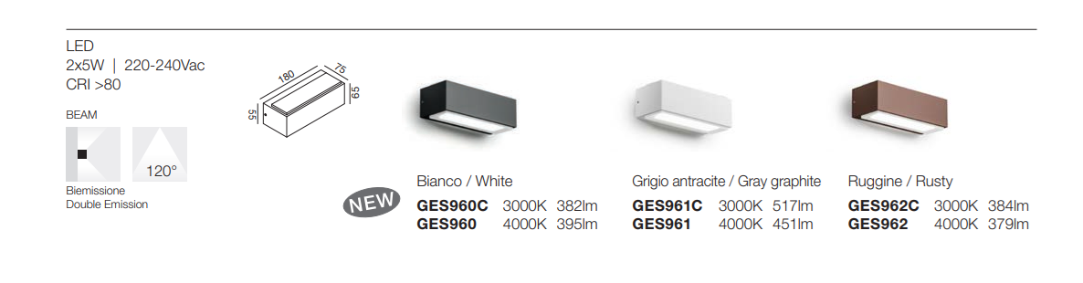 GEALUCE Applique in alluminio bianco-antracite-marrone IP54 LED GEALUCE Applique in alluminio bianco-antracite-marrone IP54 LED